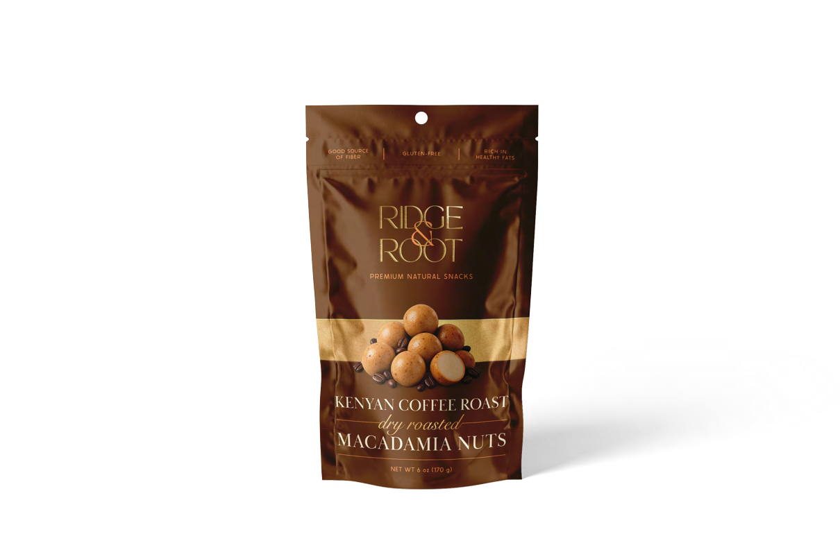 Kenyan Coffee Roast dry roasted macadamia nuts pouch