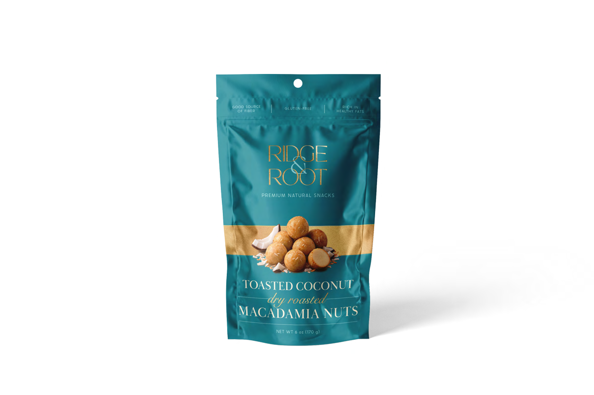 Toasted Coconut dry roasted macadamia nuts pouch
